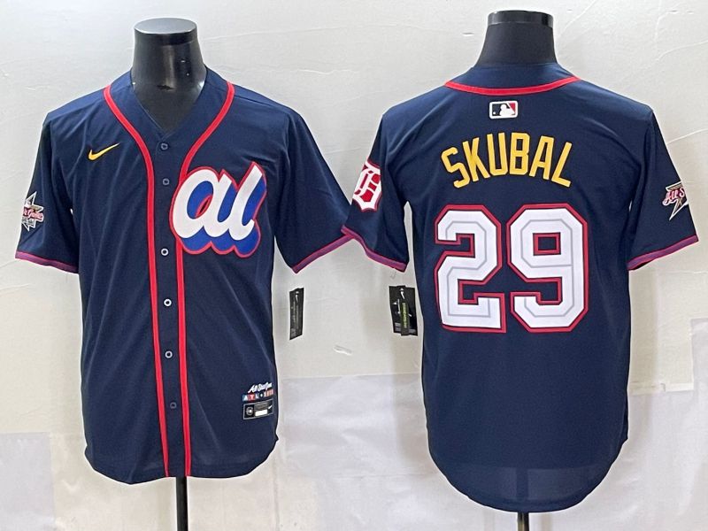 Men 2025 Detroit Tigers #29 Skubal Drak Blue All star Nike MLB Jersey style 1